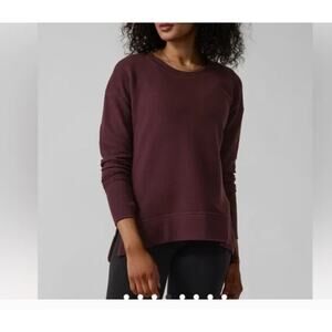 Athleta Coaster Luxe Waffle Sweatshirt Long Sleeve Plum Purple Loose Chic